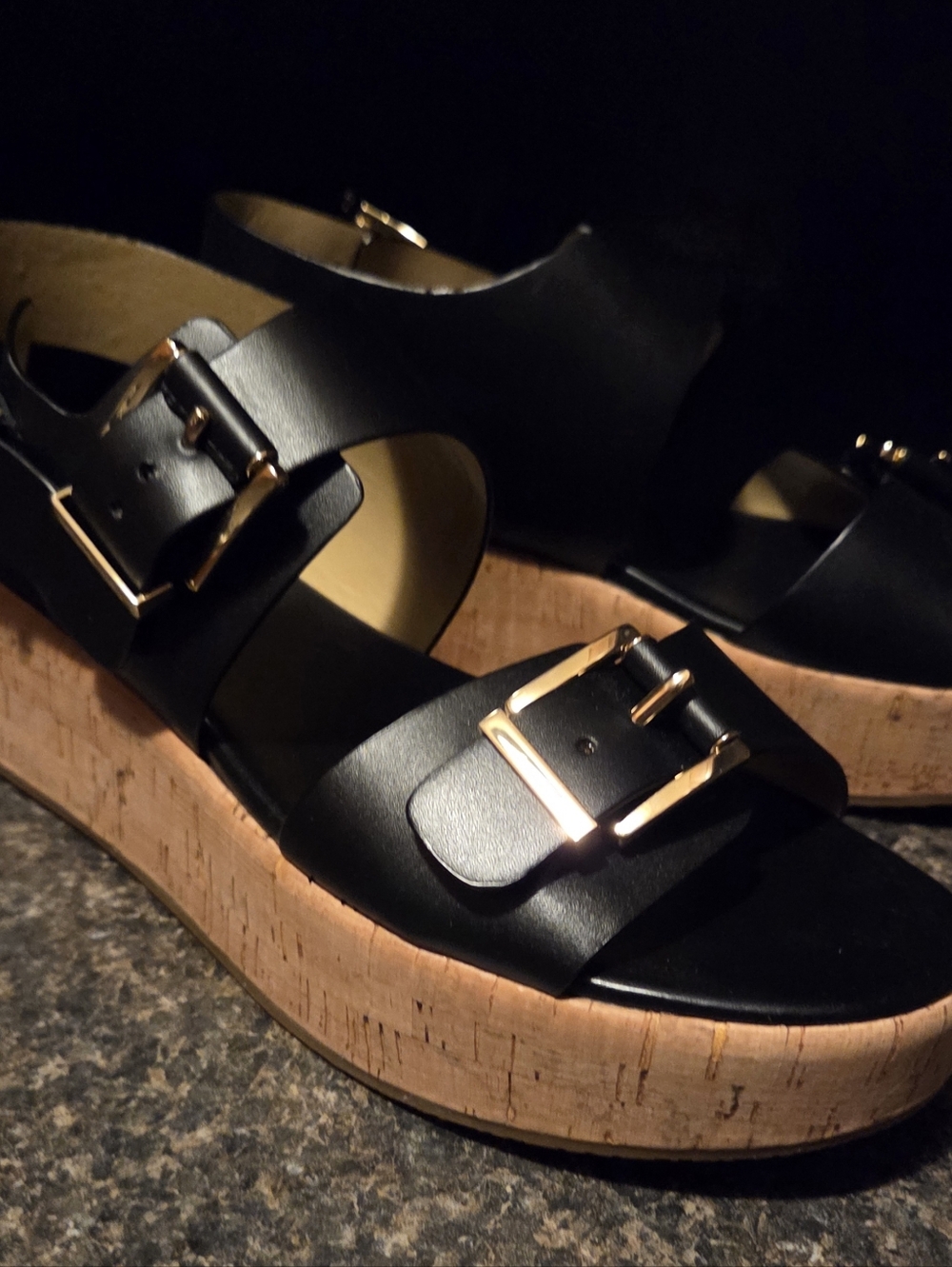 Michael Kors, Double Strap Sandals w/Gold Buckle Accents - Picture 12 of 12
